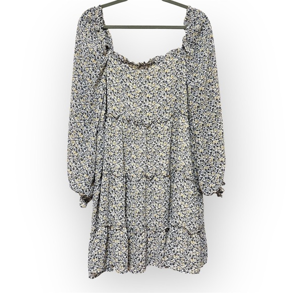 Bohme floral chiffon tiered boho dress sz L fully lined - Picture 8 of 15